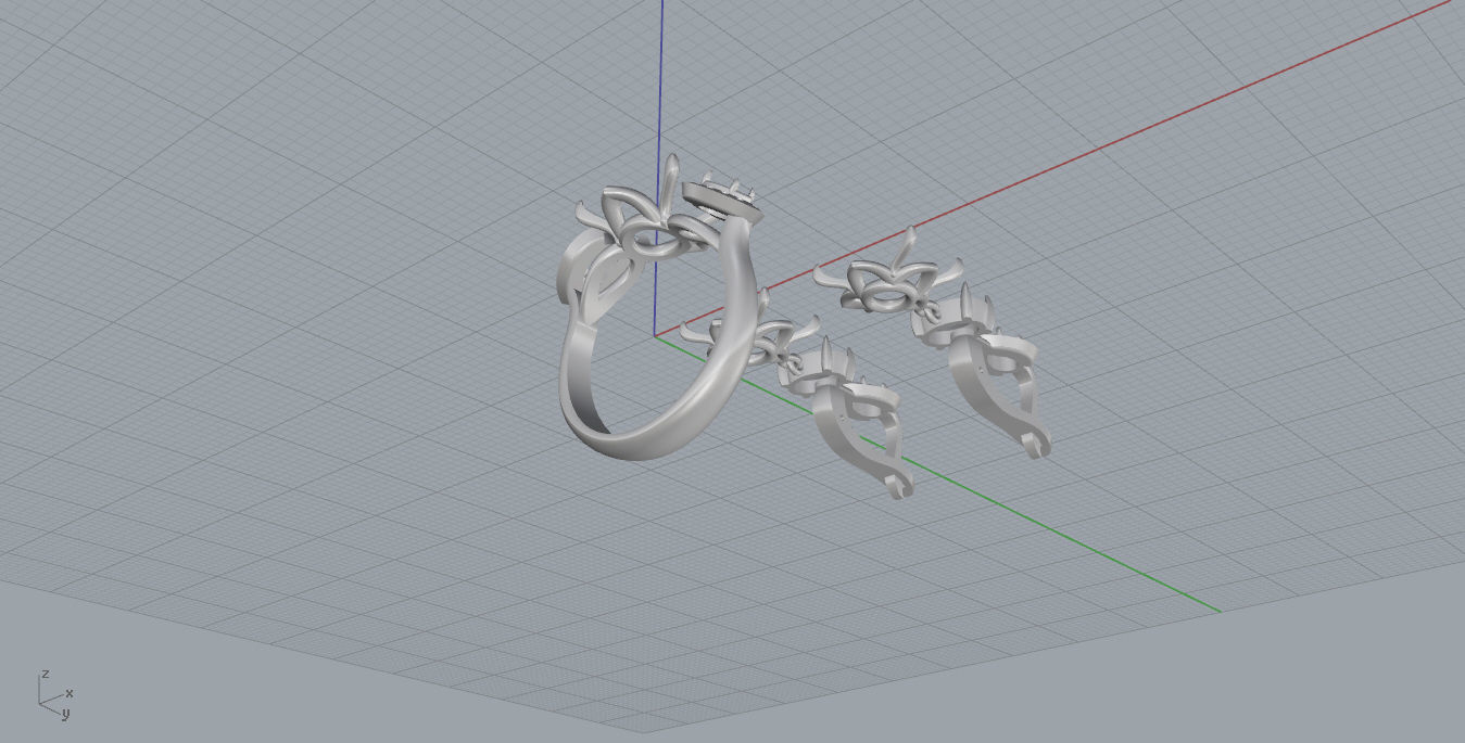 Ring and Earrings  3D print model_14