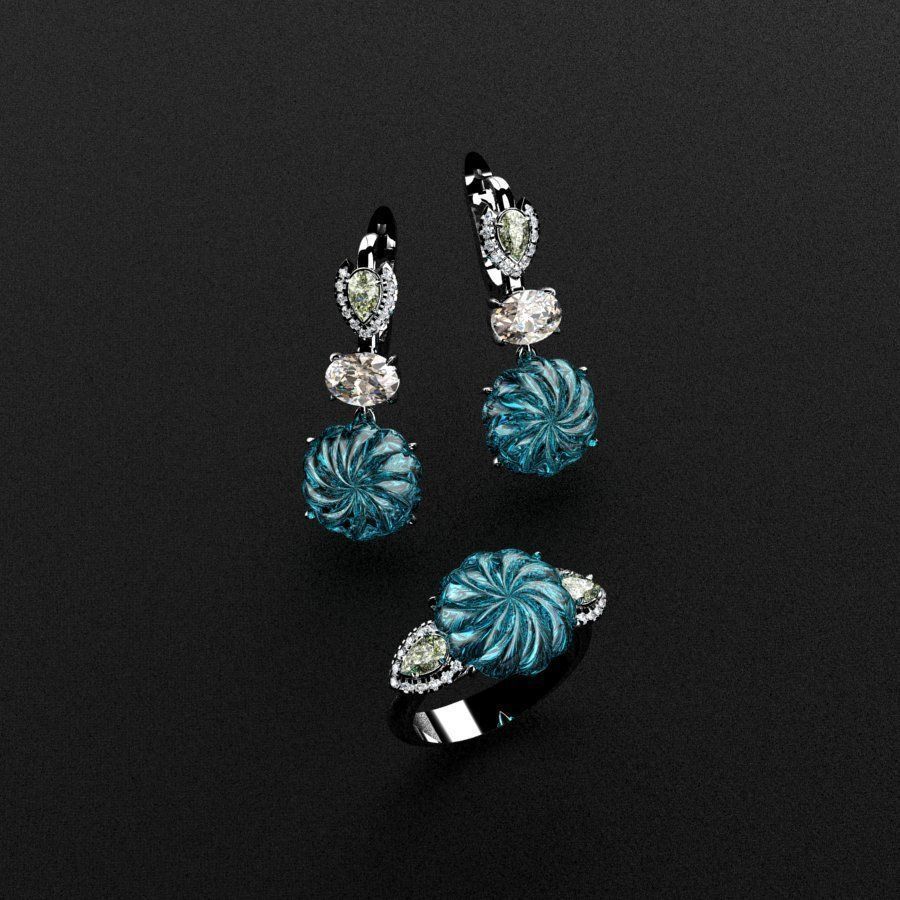 Ring and Earrings  3D print model_1