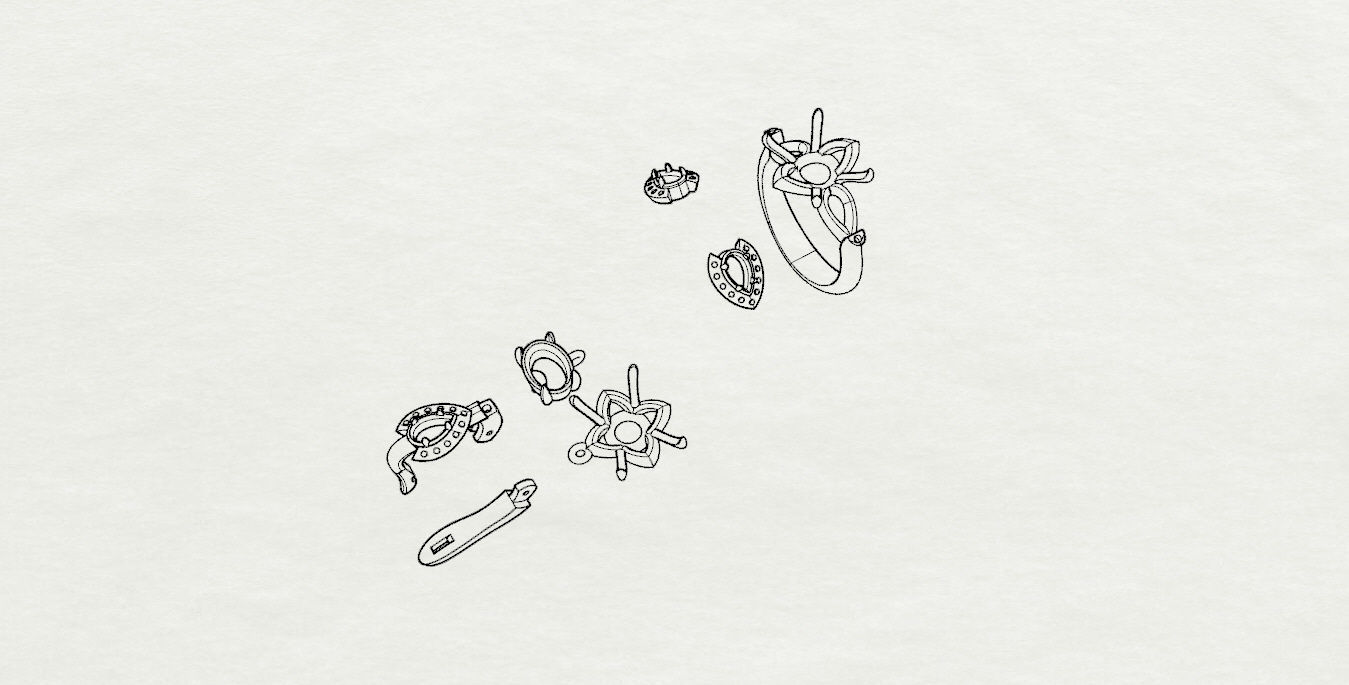 Ring and Earrings  3D print model_20