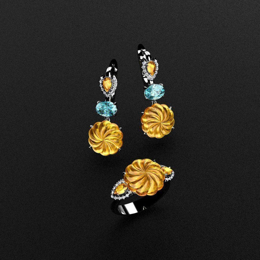 Ring and Earrings  3D print model_5