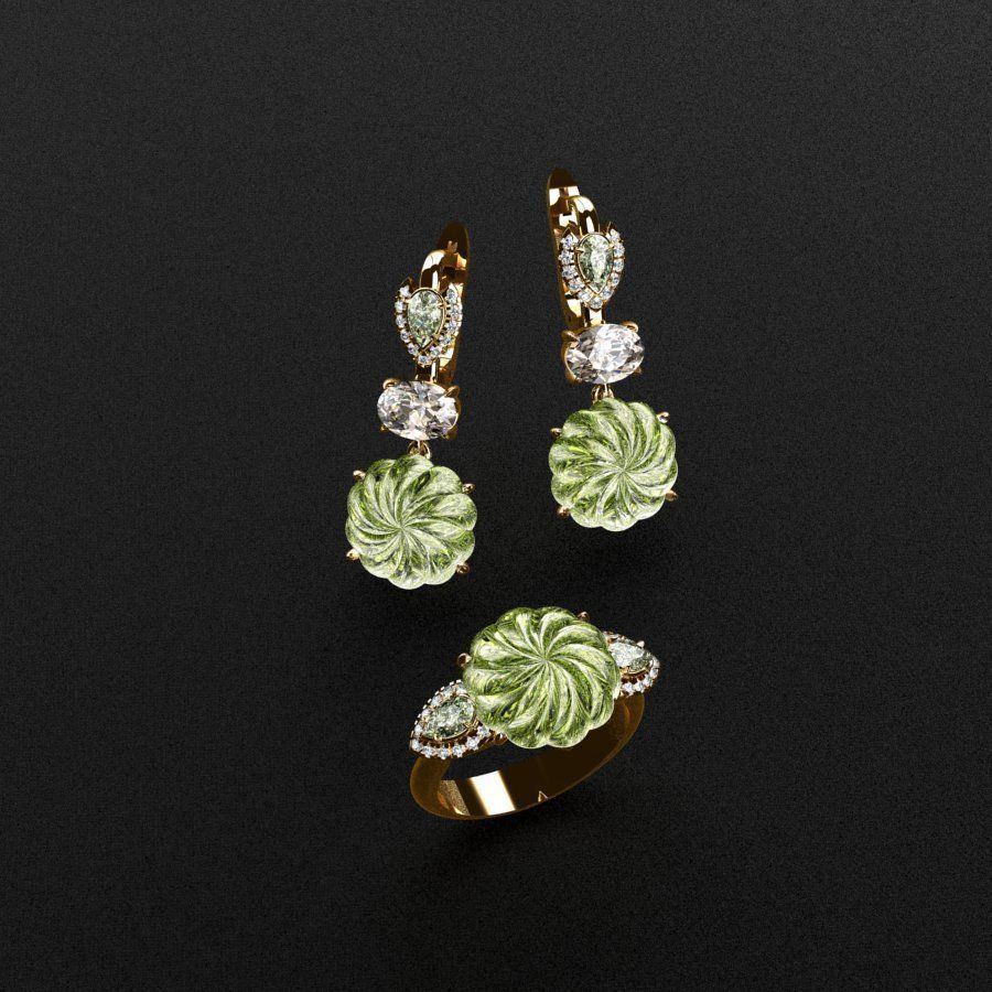 Ring and Earrings  3D print model_4