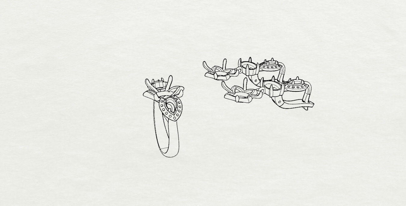 Ring and Earrings  3D print model_16