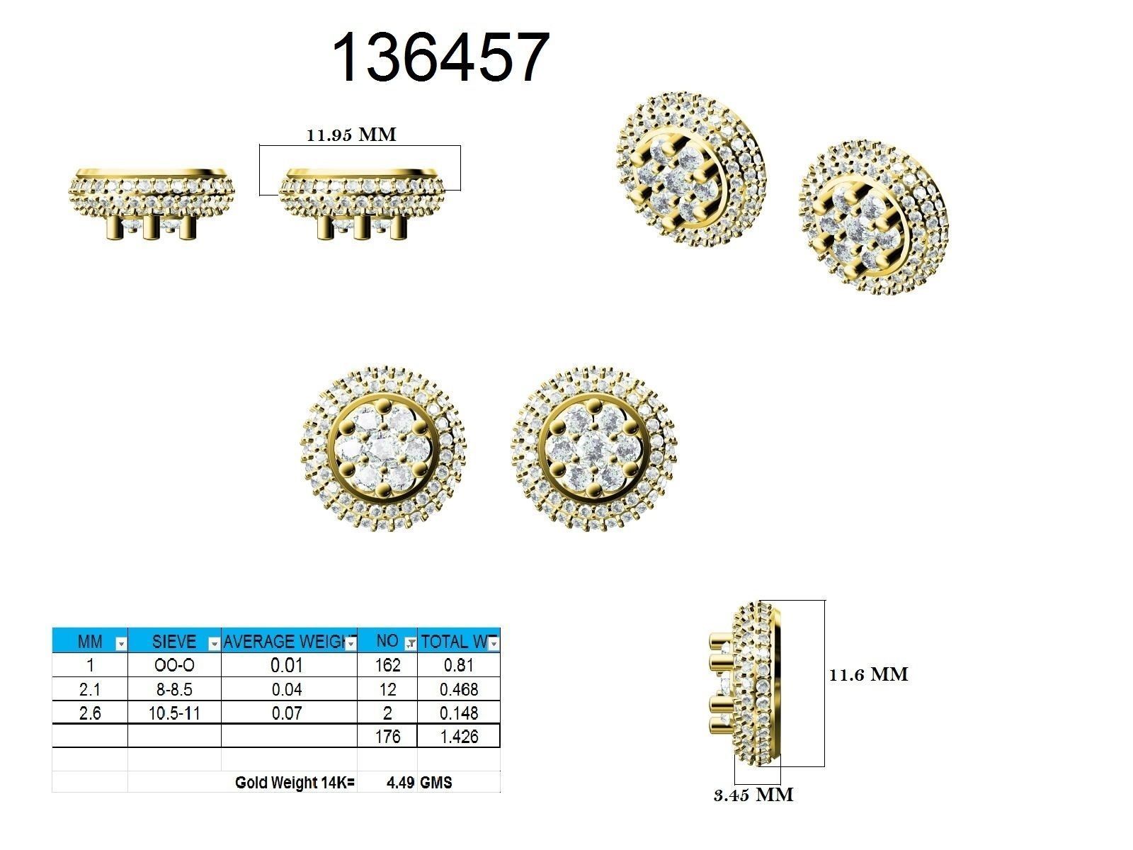 Women Round Earrings 3dm stl render detail 3D print model_9