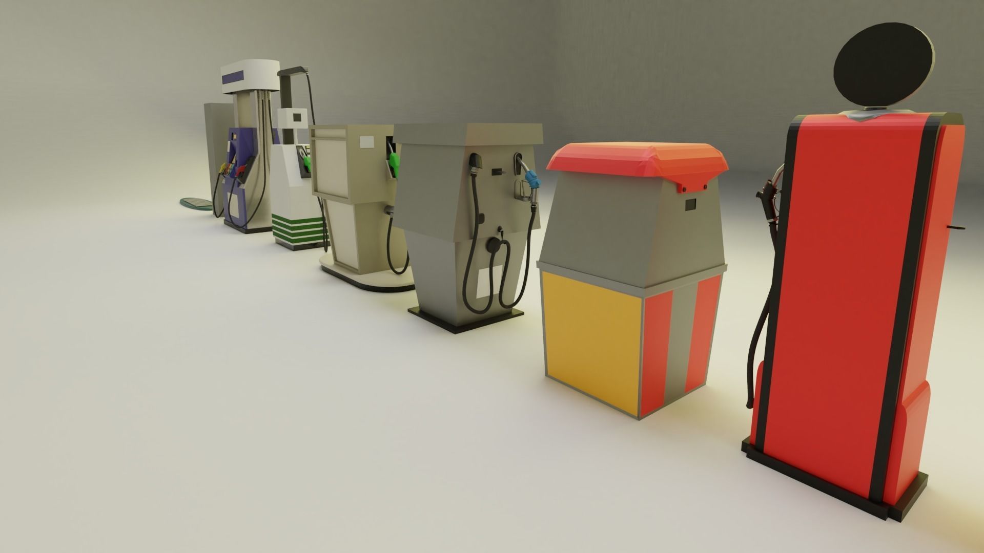 Gas Pump Pack - 9 Different Years 3D model_10