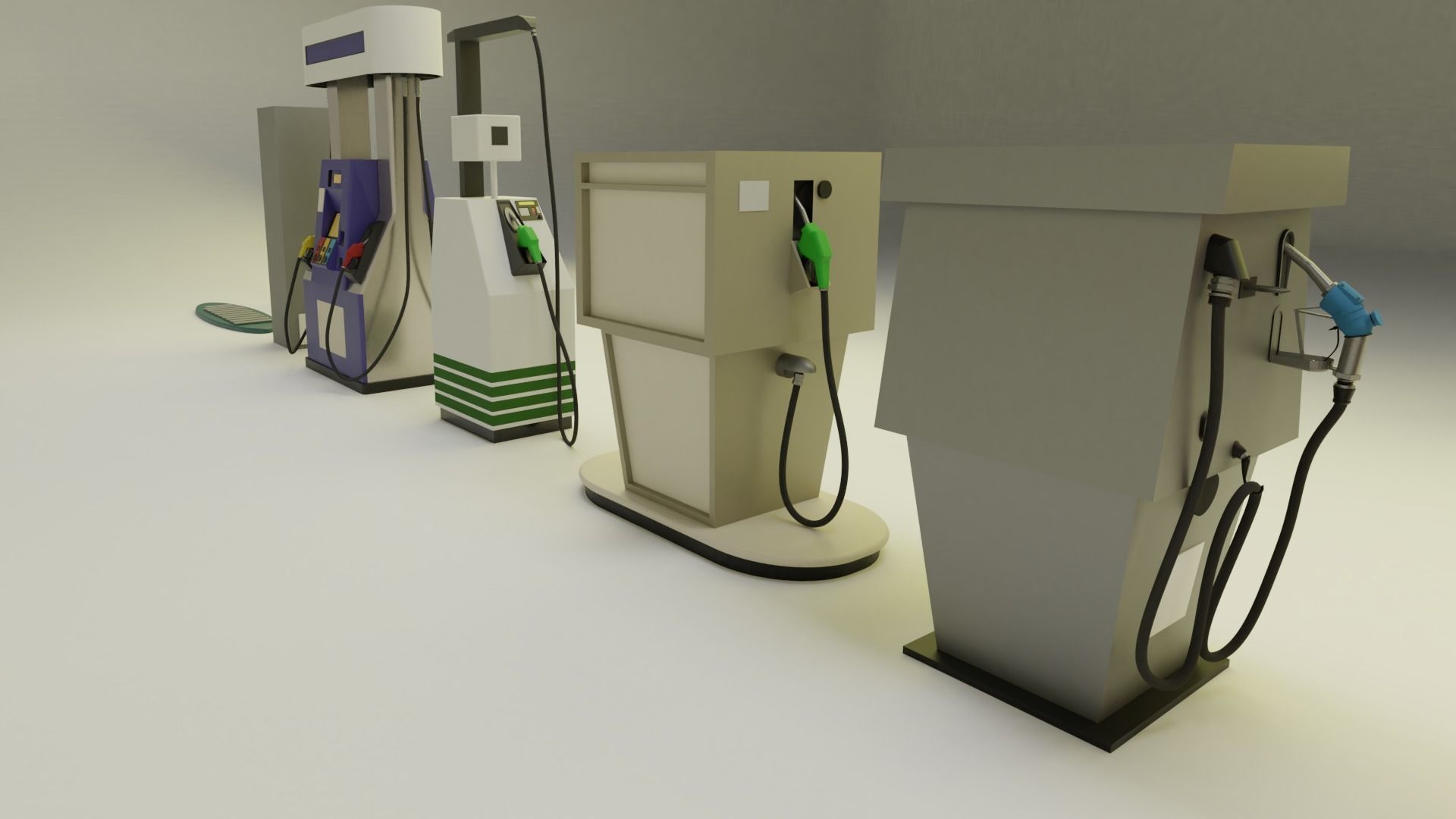 Gas Pump Pack - 9 Different Years 3D model_11