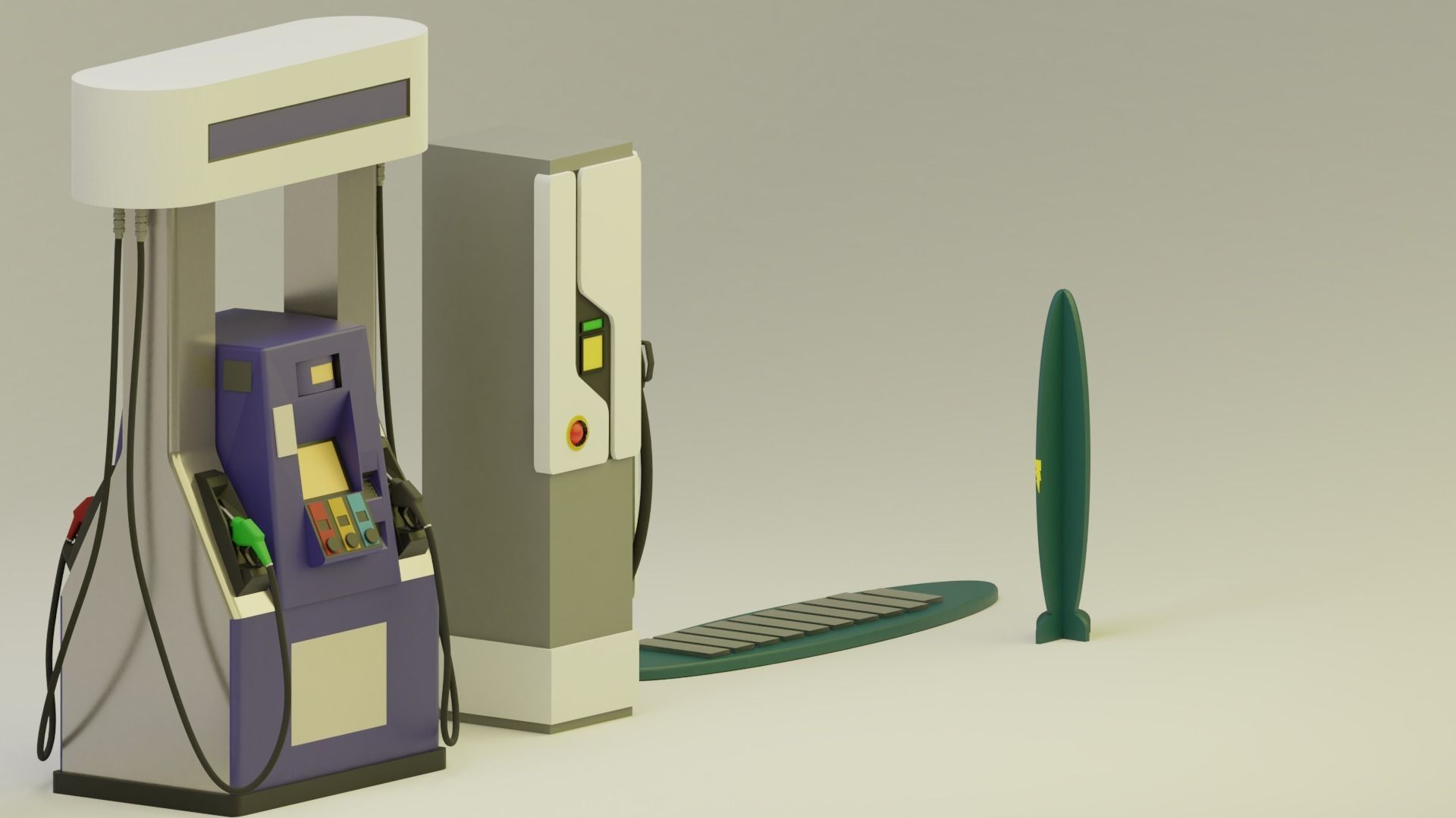 Gas Pump Pack - 9 Different Years 3D model_5