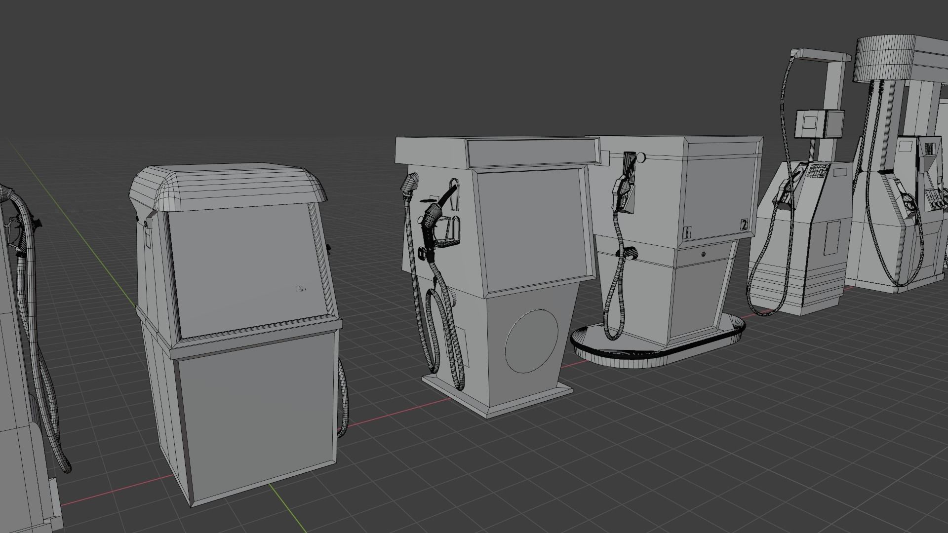 Gas Pump Pack - 9 Different Years 3D model_18