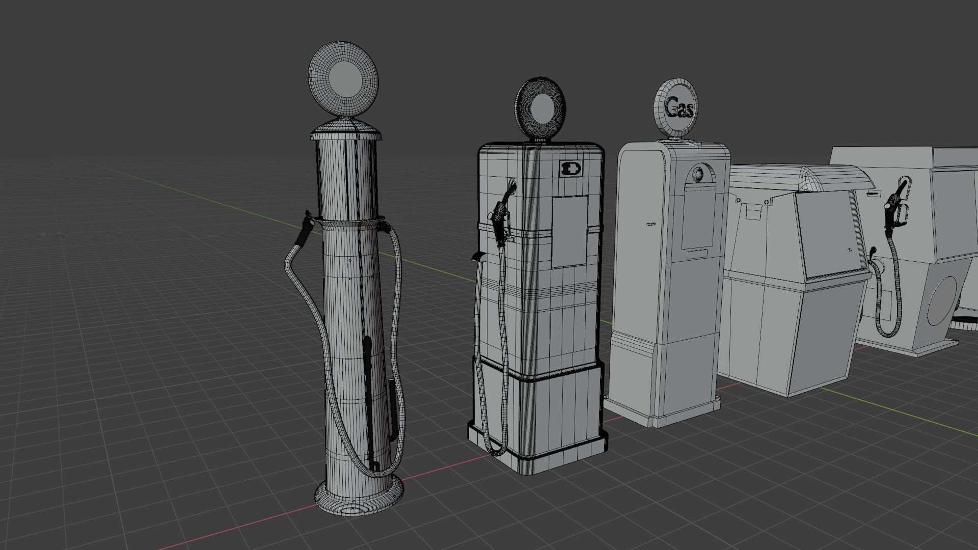 Gas Pump Pack - 9 Different Years 3D model_17