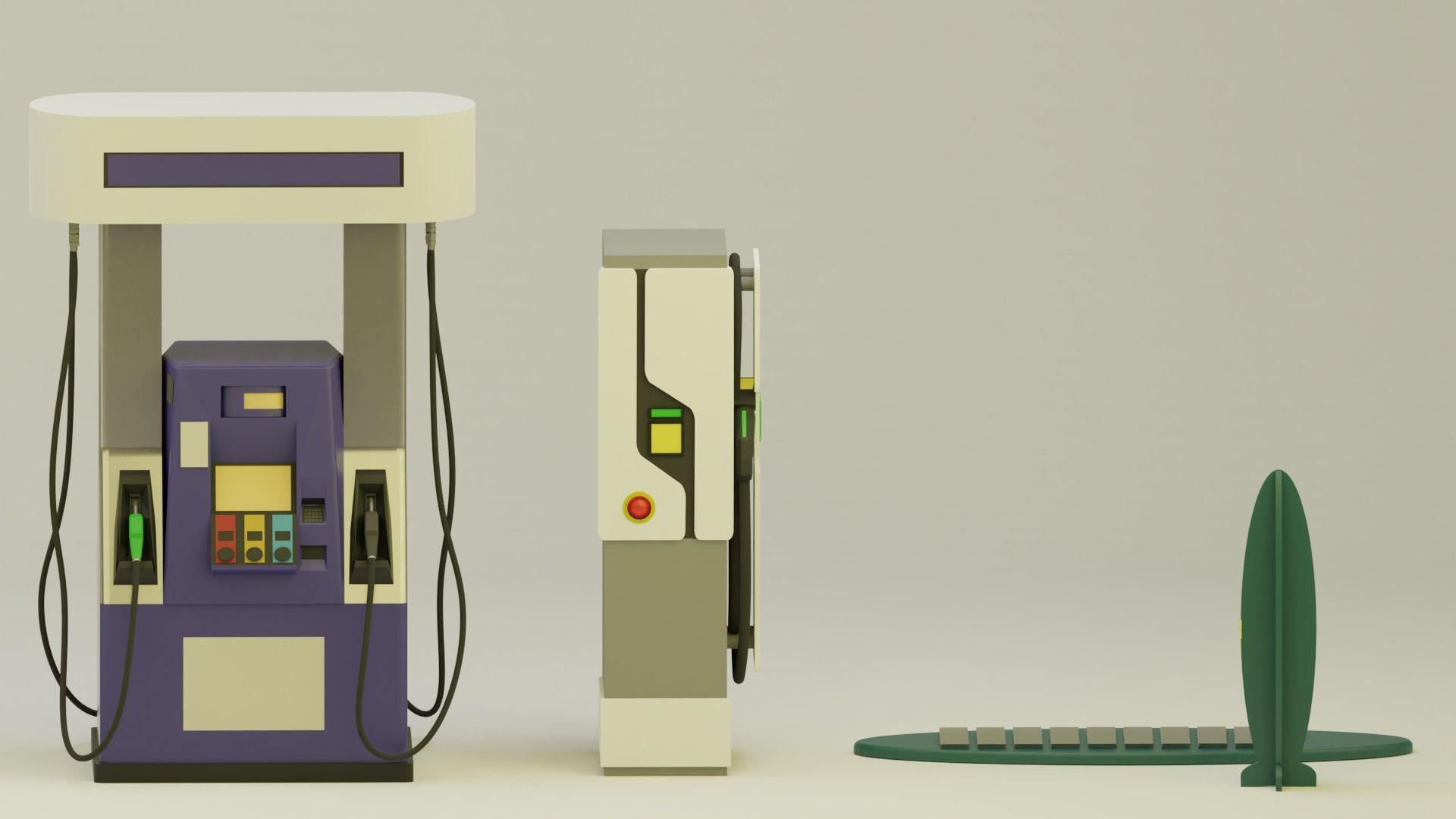 Gas Pump Pack - 9 Different Years 3D model_8