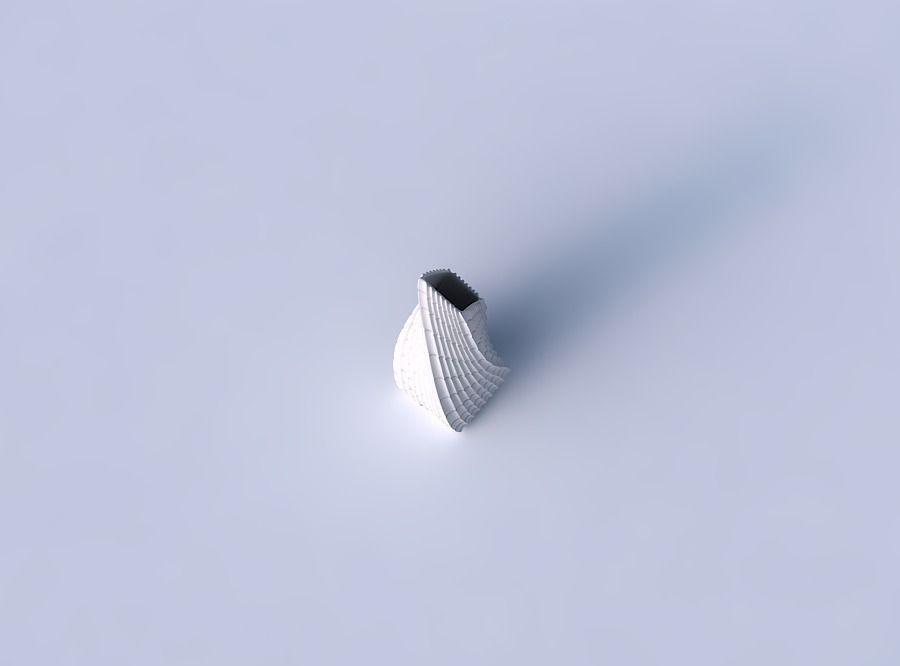 Vase twisted top bent rectangle with strange tiles 3D print model_2