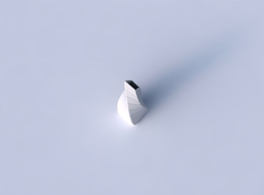 Vase twisted top bent rectangle with smooth horizontal dents 3D print model_2