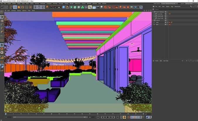 Corona - C4D scene files - Roof Terrace 3D model 3