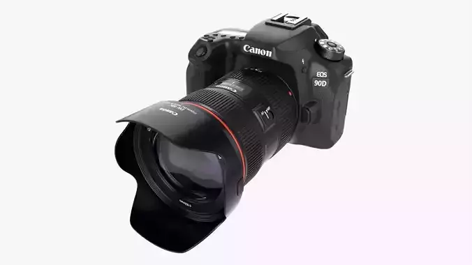 Canon EOS 90D DSLR camera EF 24-70mm II USM Lens 03 3D model