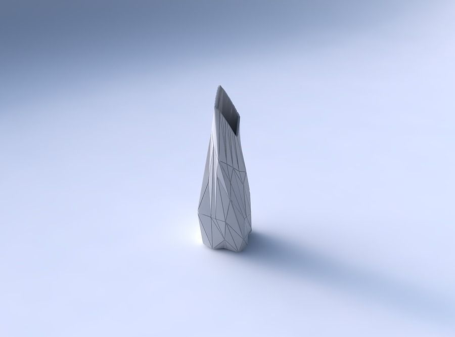Vase twisted top bent rectangle with random triangle plates 2 3D print model_3