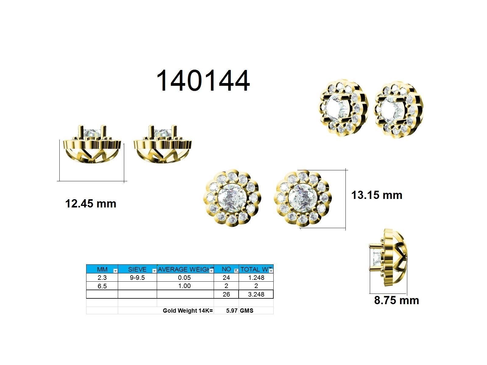 Women Round Earrings 3dm stl render detail 3D print model_9