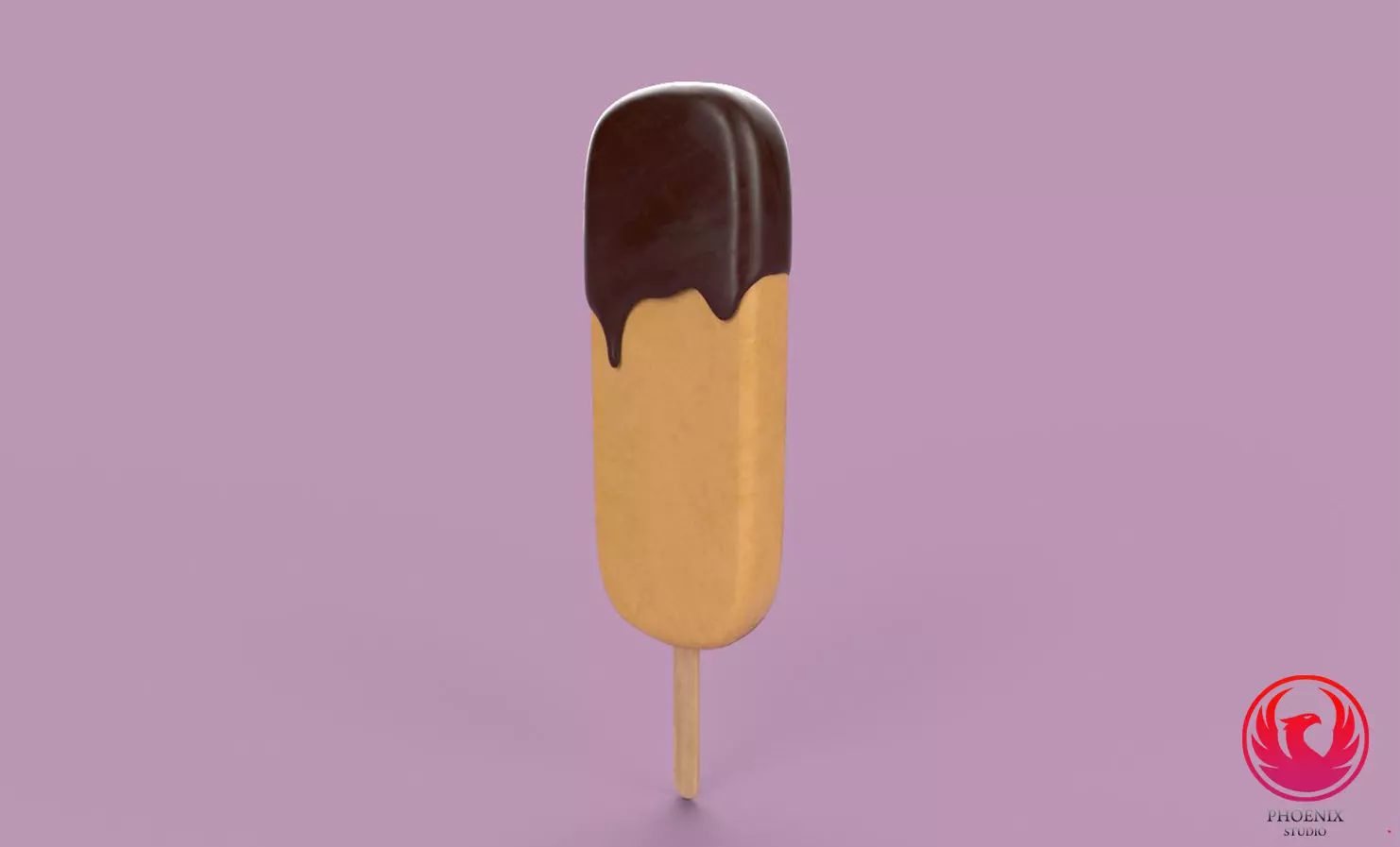 IceCream 3D Model chocolate ice cream on stick Low-poly 3D model_0