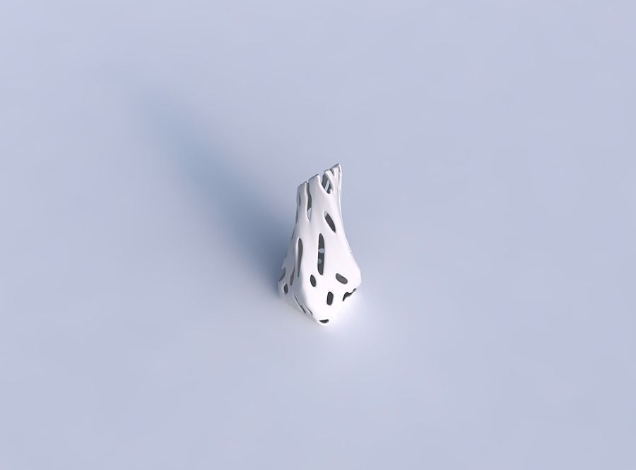 Vase twisted top bent rectangle with smooth cuts 3D print model_1