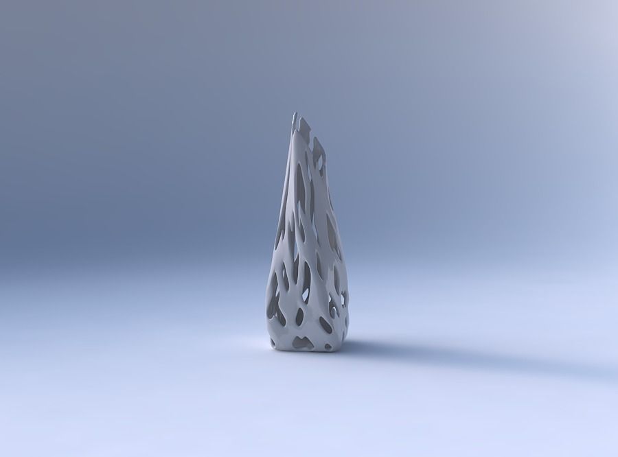 Vase twisted top bent rectangle with smooth cuts 3D print model_4