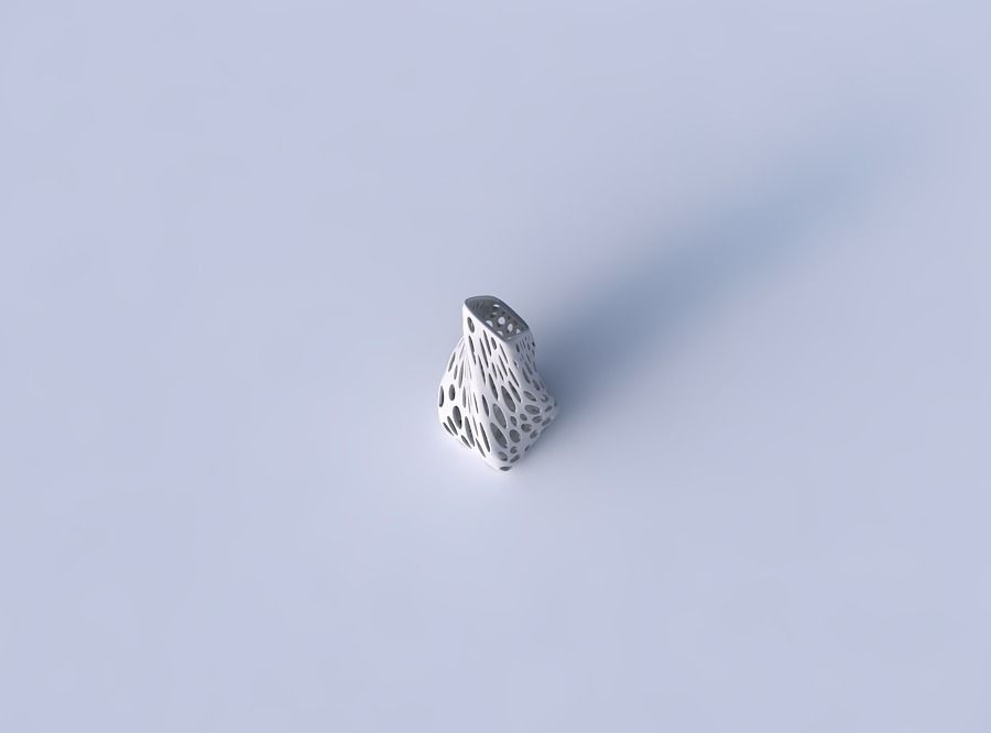 Vase twisted top bent rectangle with smooth organic lattice 3D print model_2