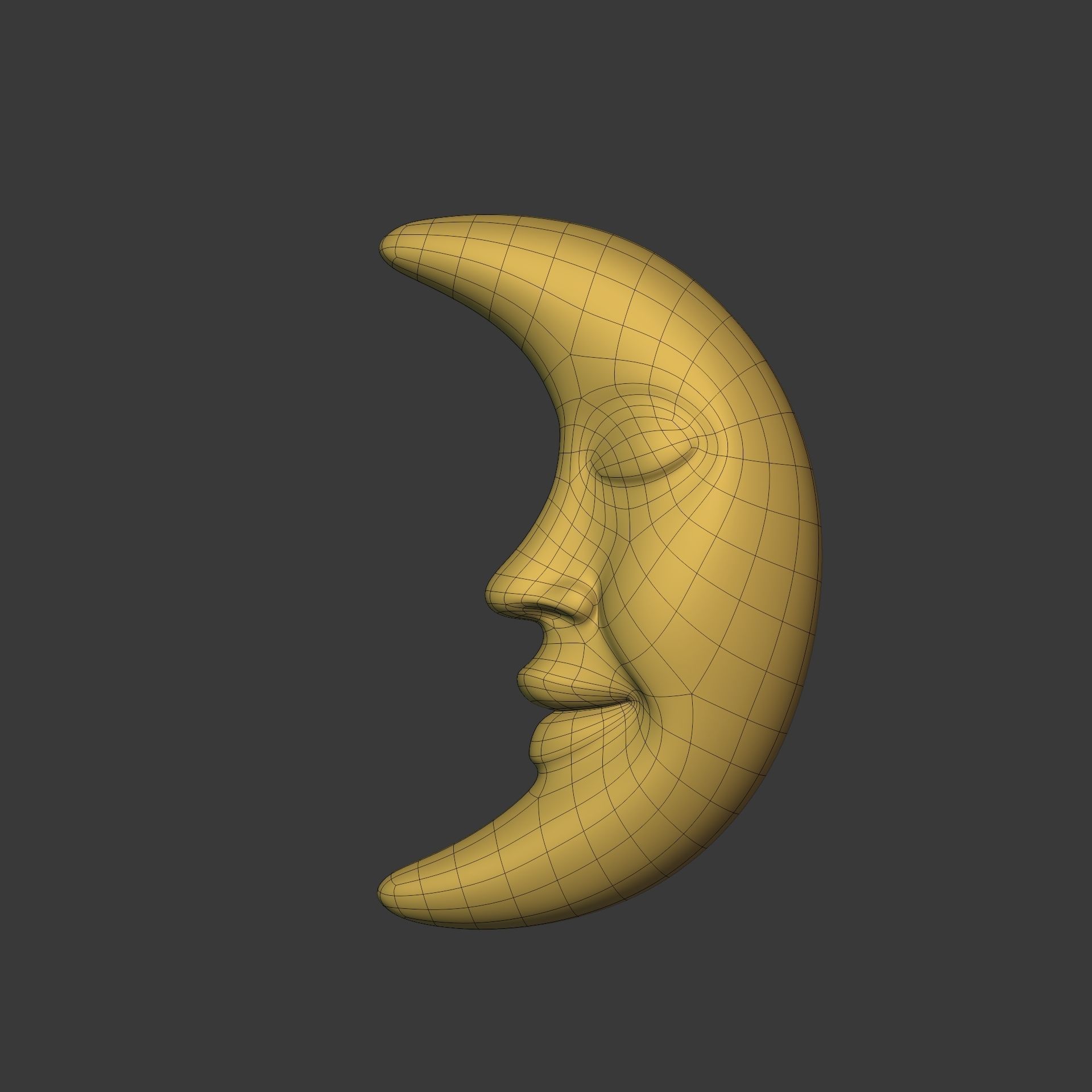 Cartoon Moon - Crescent Character Low-poly 3D model_4