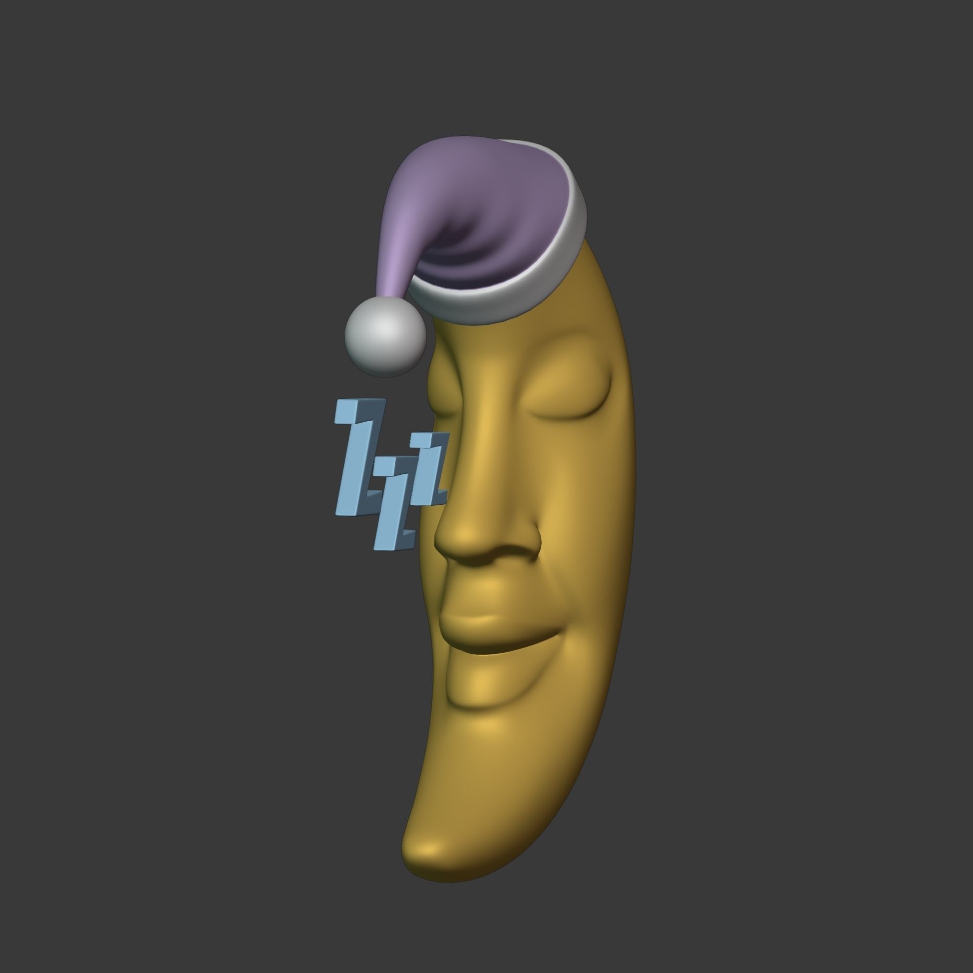 Cartoon Moon - Crescent Character Low-poly 3D model_9