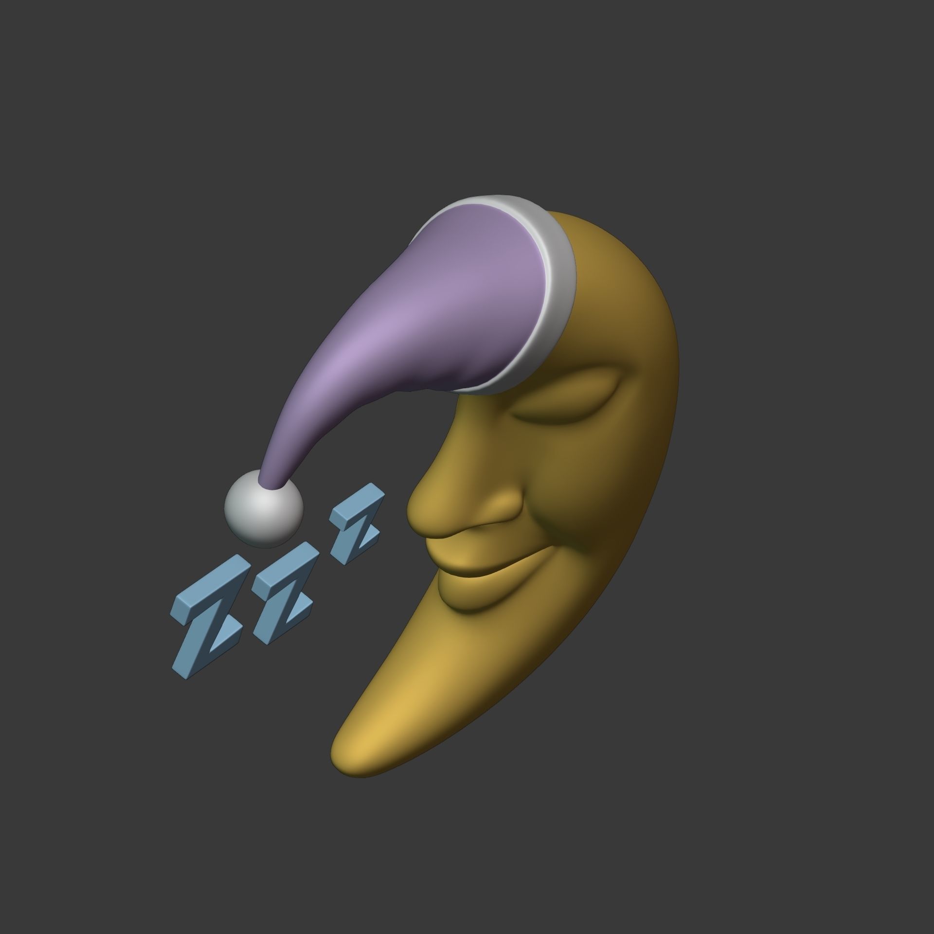 Cartoon Moon - Crescent Character Low-poly 3D model_11