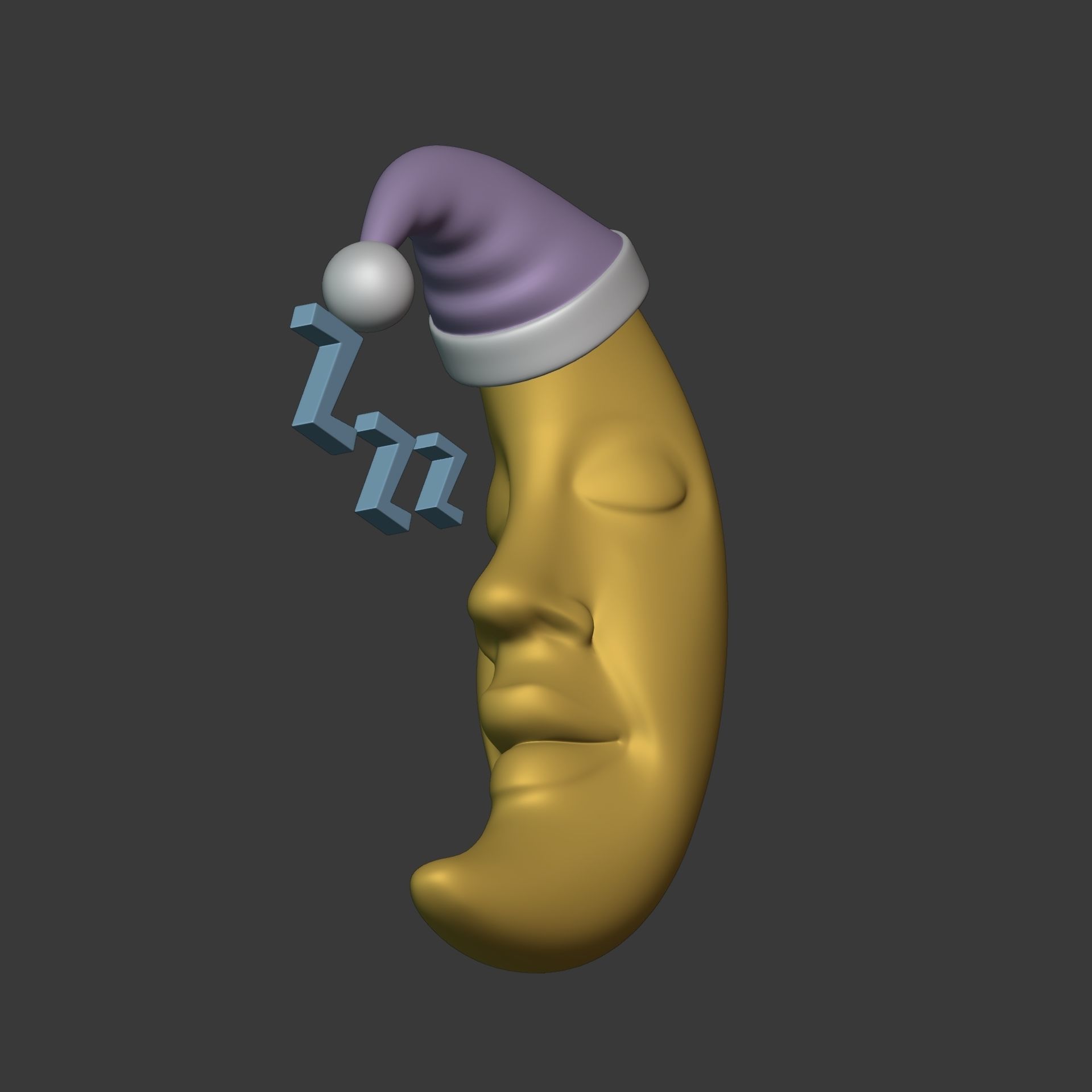 Cartoon Moon - Crescent Character Low-poly 3D model_13