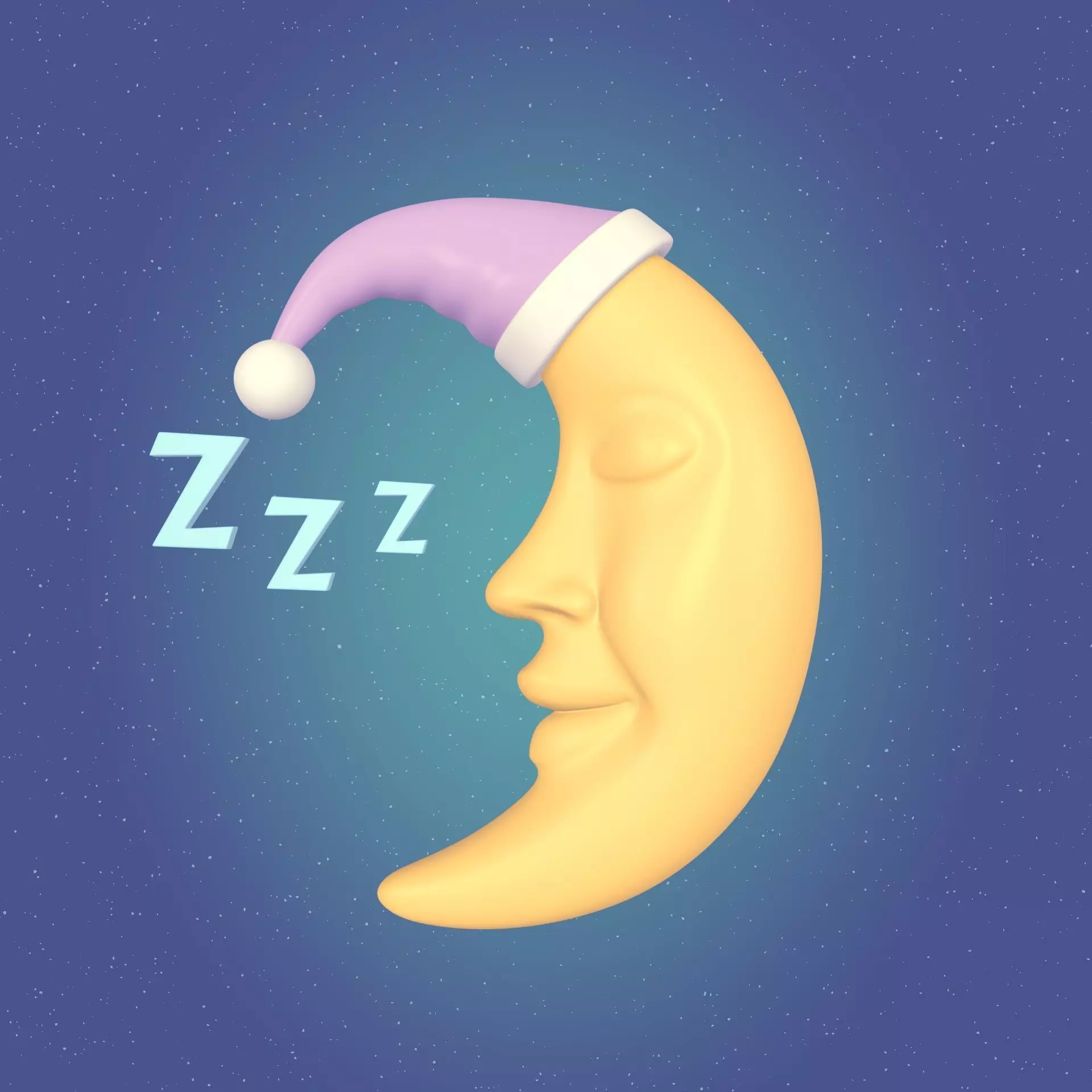 Cartoon Moon - Crescent Character Low-poly 3D model_0