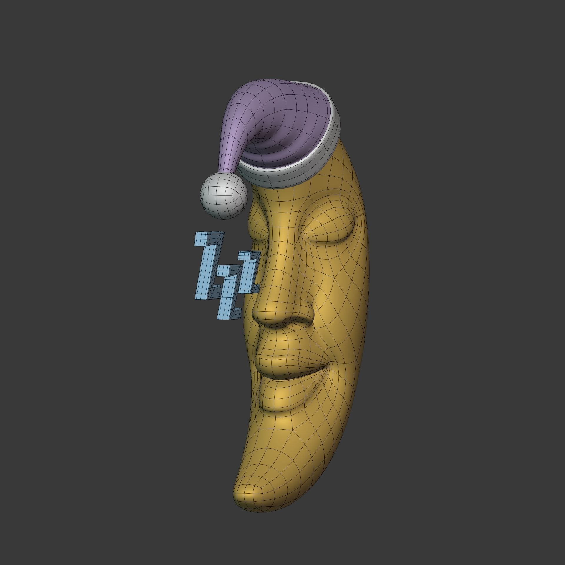 Cartoon Moon - Crescent Character Low-poly 3D model_10