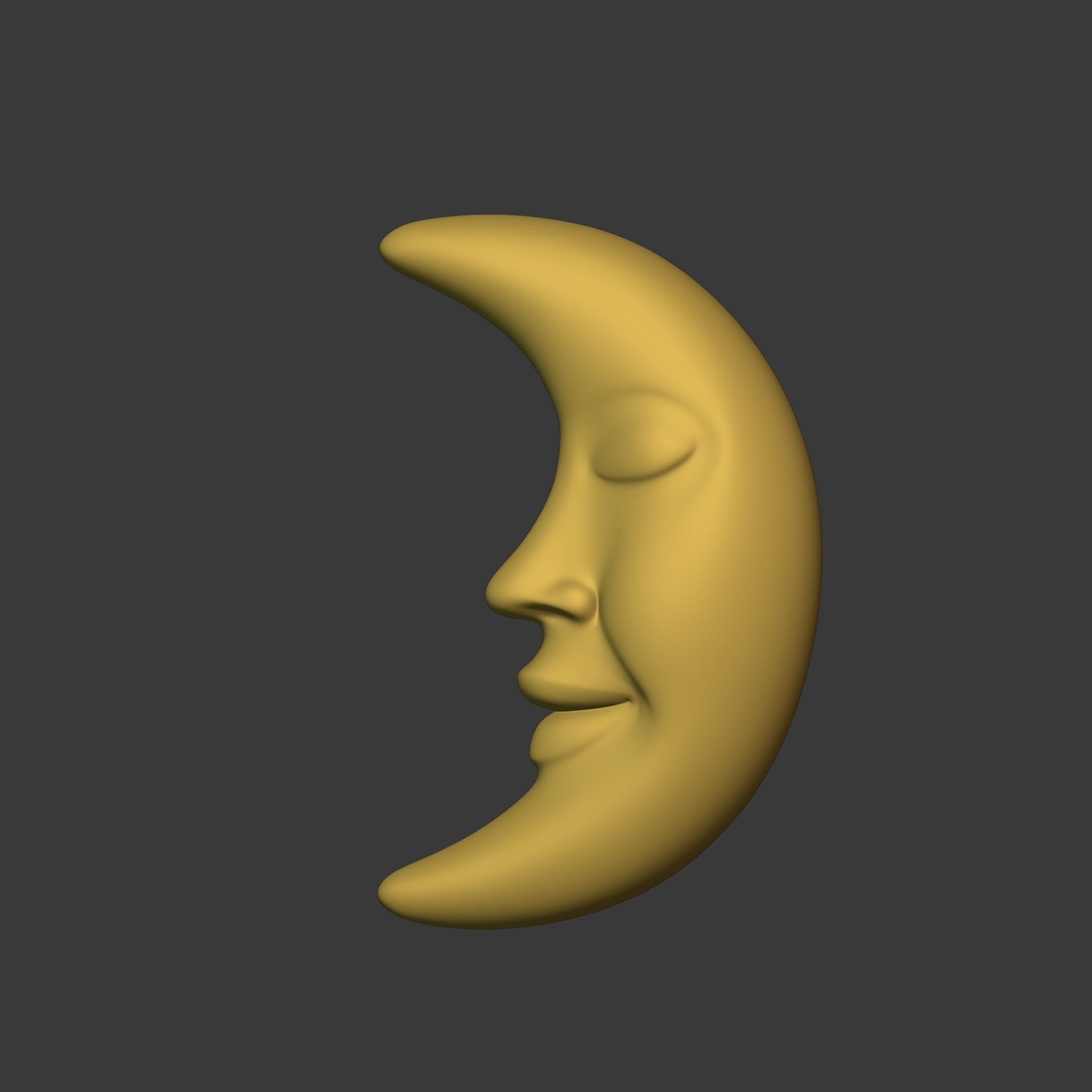 Cartoon Moon - Crescent Character Low-poly 3D model_3