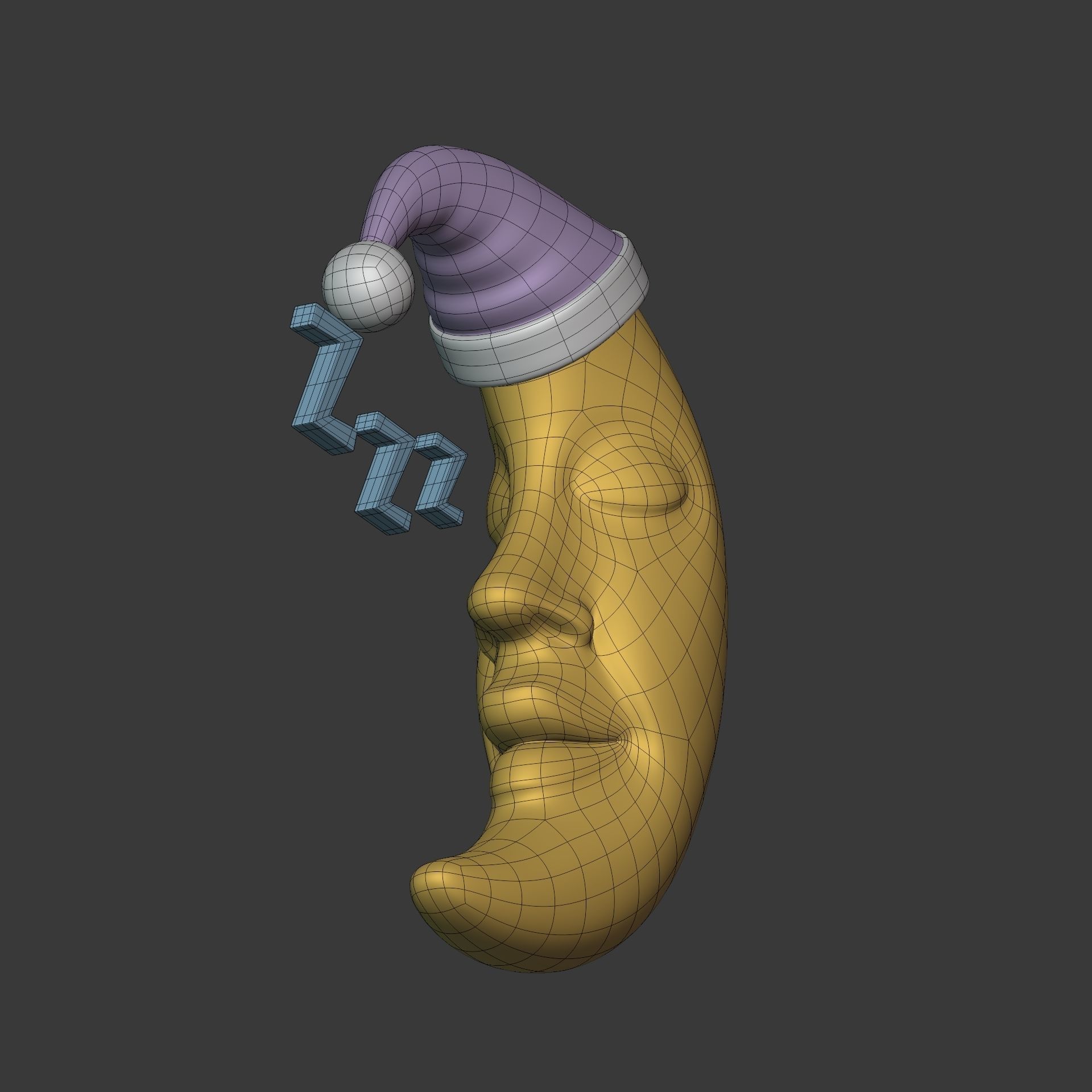 Cartoon Moon - Crescent Character Low-poly 3D model_14