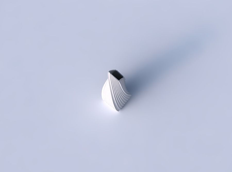 Vase twisted top bent rectangle with hard horizontal dents 3D print model_2