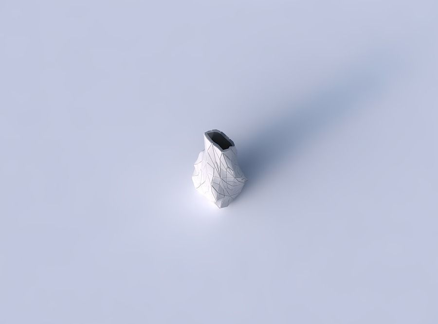 Vase twisted top bent rectangle with mosaic plates 3D print model_2