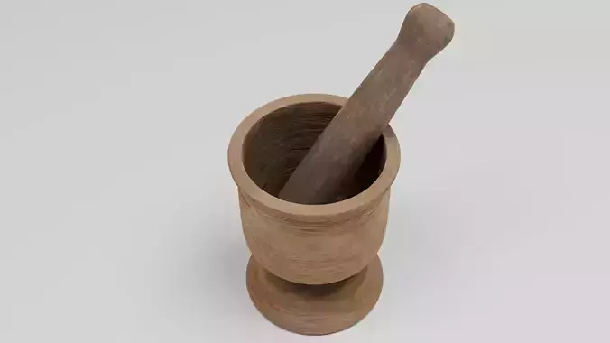 Mortar and Pestle with Wooden Texture 3D model