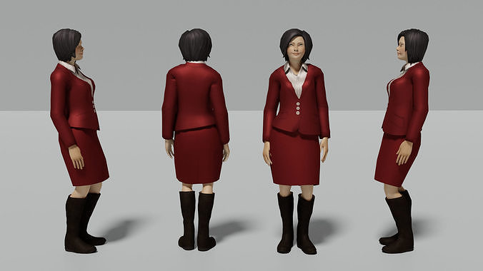 Office Female Character Humanoid Rigged Low-poly 3D model
