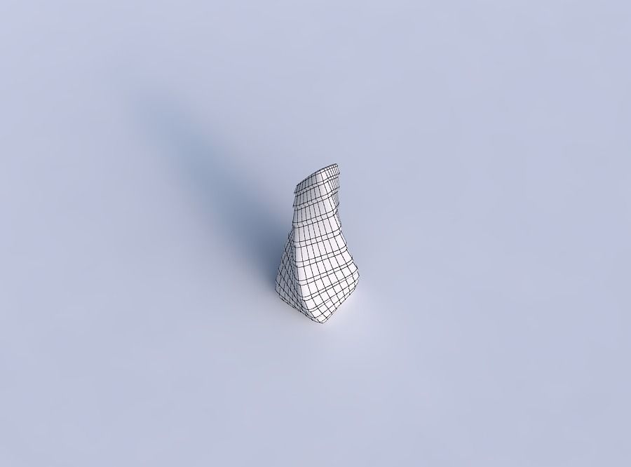 Vase twisted top bent rectangle with horizontal inverted layers 3D print model_6