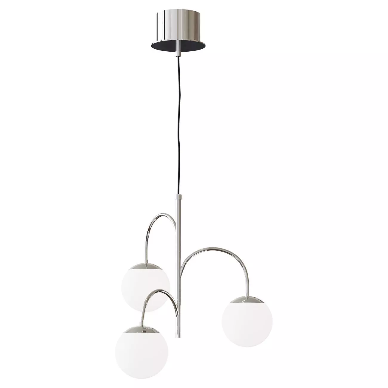 SIMRISHAMN SIMRISHAMN Pendant lamp 3-arm chrome milky glass 3D model