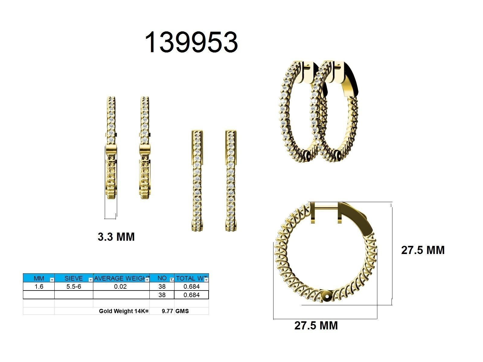 Women Earrings 3dm stl render detail  3D print model_9