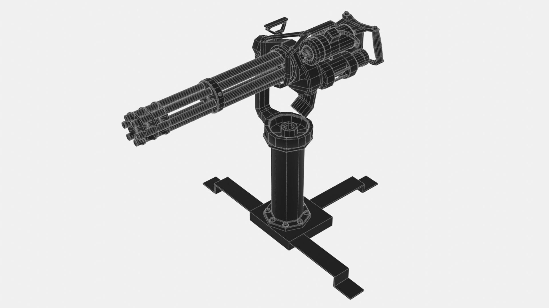 M134 Minigun Realtime Low-poly 3D model_5