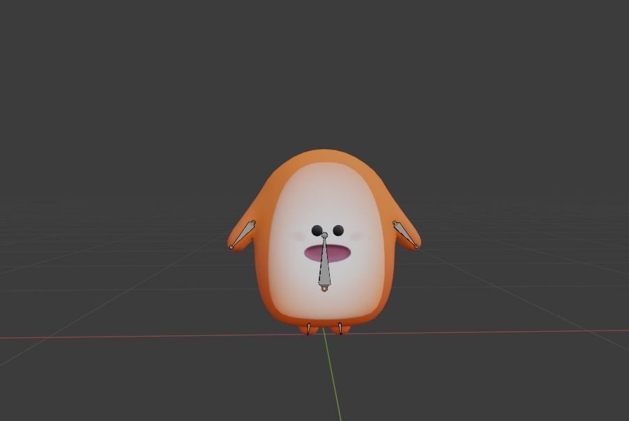 Orange mini cute creature Low-poly 3D model_4