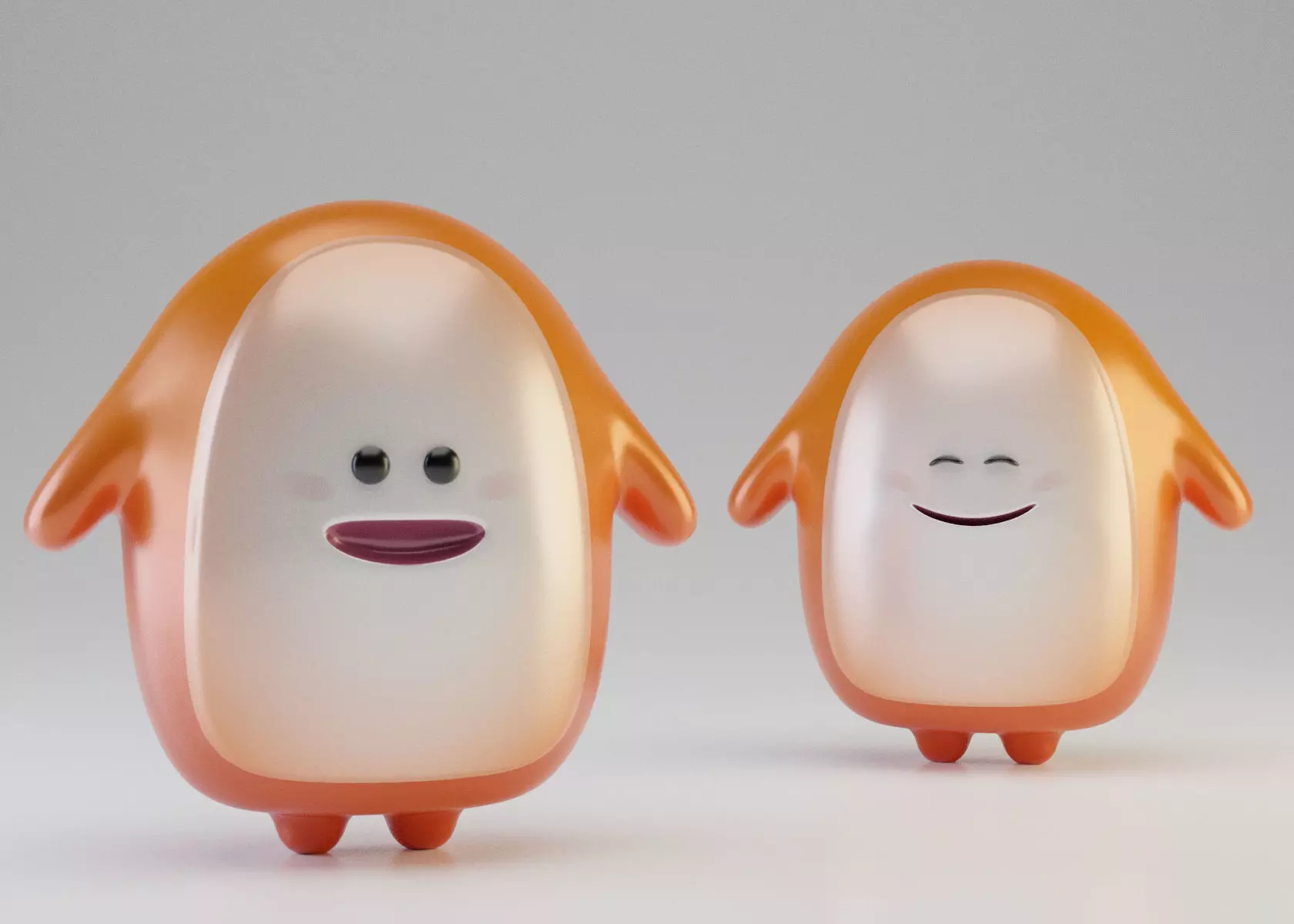 Orange mini cute creature Low-poly 3D model_0