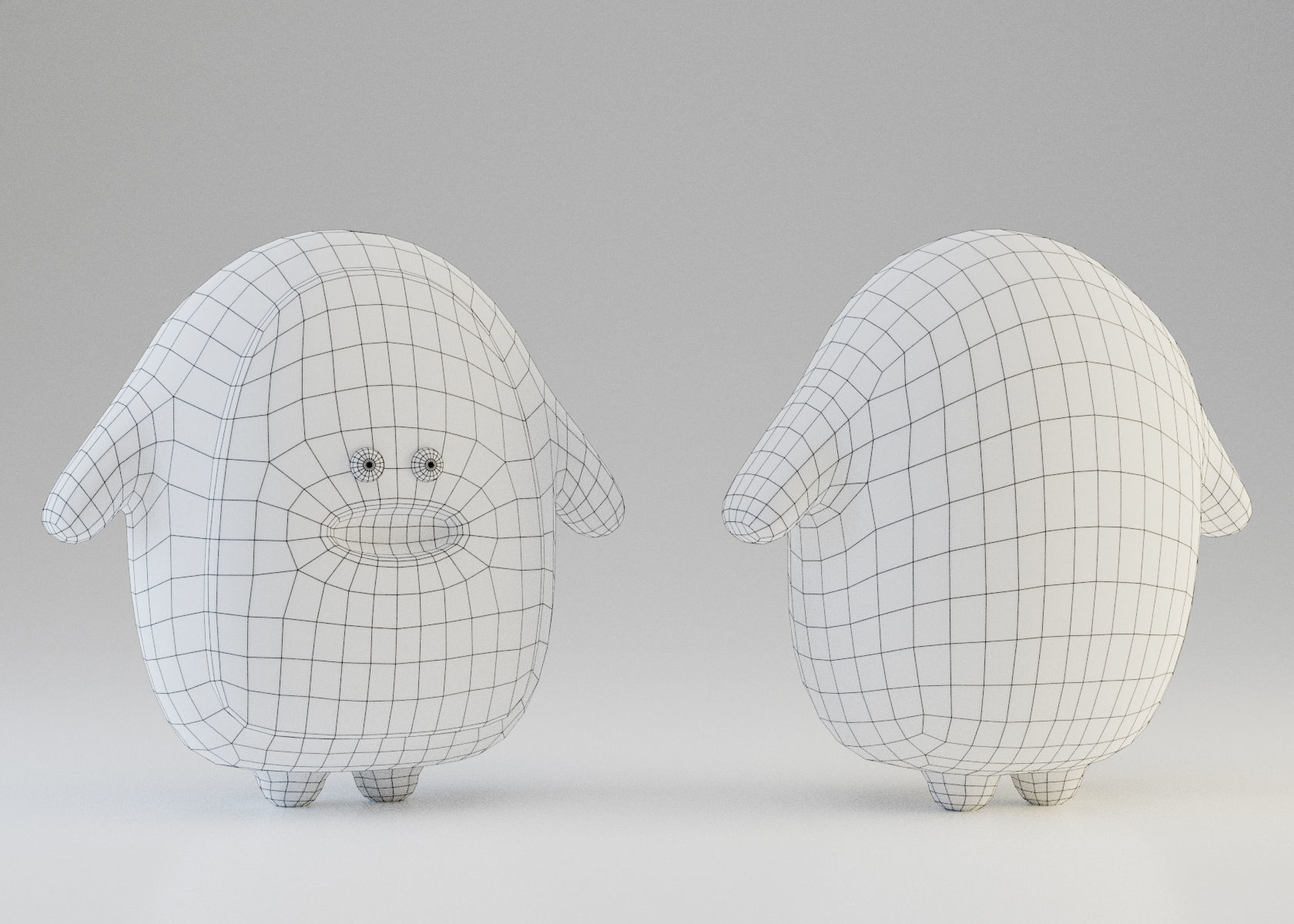 Orange mini cute creature Low-poly 3D model_3