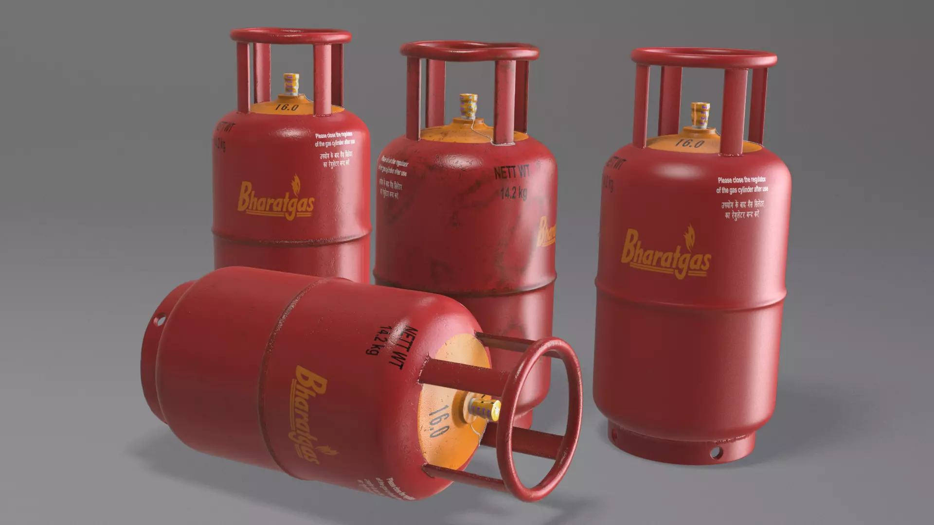 Gas Cylinder Low-poly 3D model_0