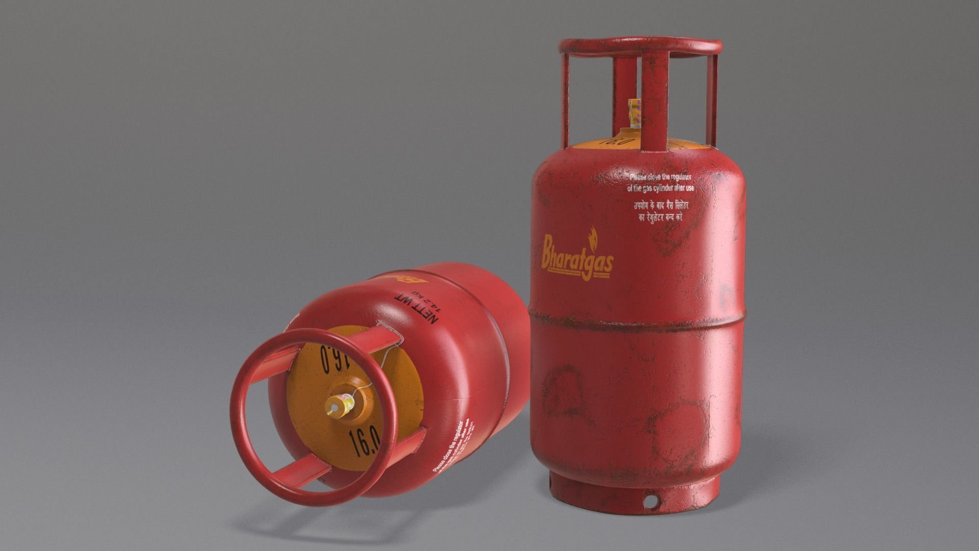 Gas Cylinder Low-poly 3D model_9