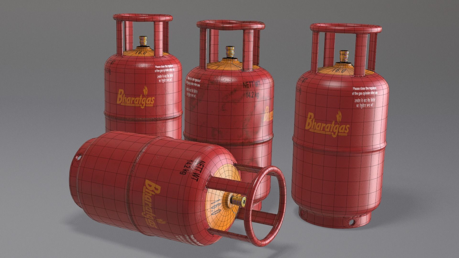 Gas Cylinder Low-poly 3D model_10