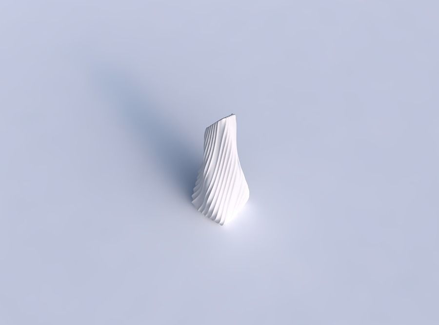 Vase twisted top bent rectangle with flowing extruded lines 3D print model_1