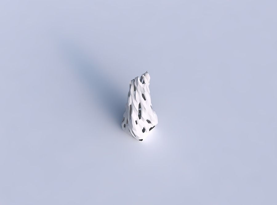 Vase twisted top bent rectangle with faceted cuts and bulges 3D print model_1