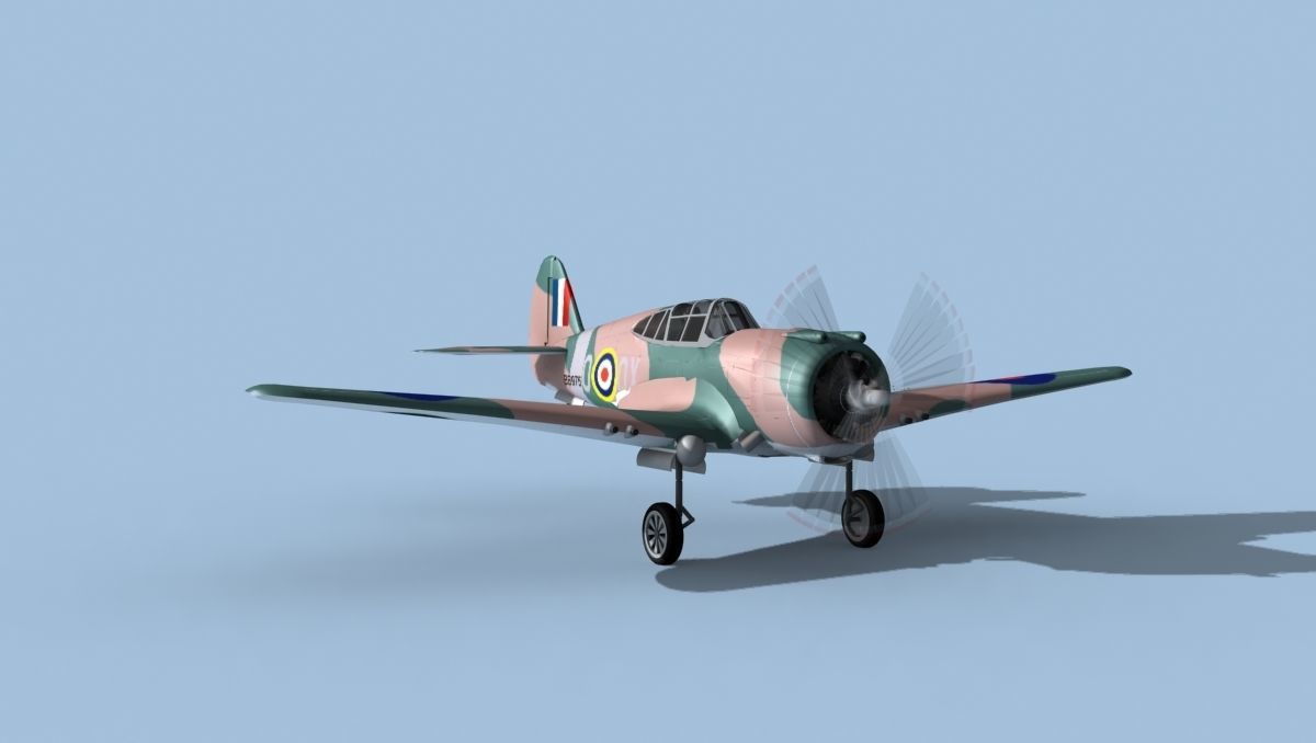 Curtiss H-75C Mohawk V22 RAF 3D model_2