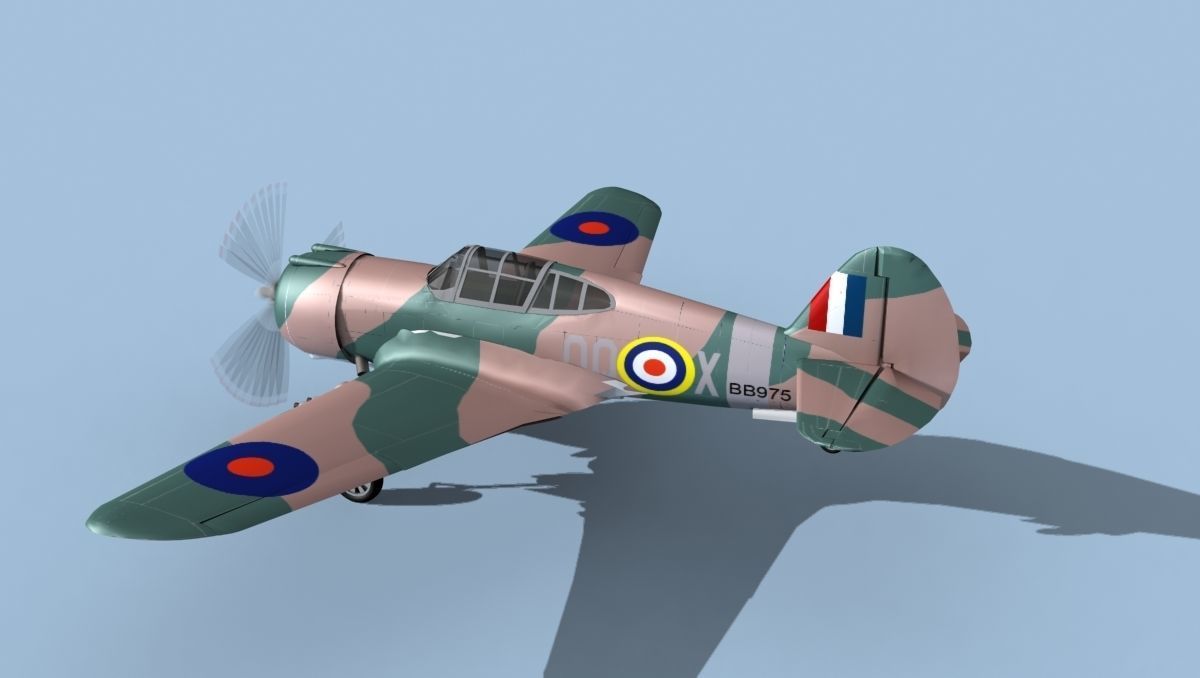 Curtiss H-75C Mohawk V22 RAF 3D model_8