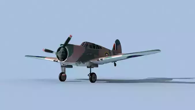 Curtiss H-75C Mohawk V22 RAF 3D model